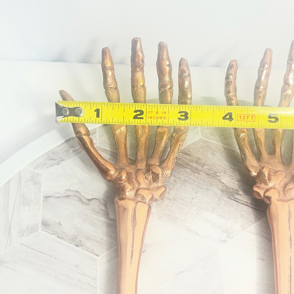 Copper Skeleton Hand Decor Set Gothic Halloween Tabletop Display Pair - Picture 5 of 6